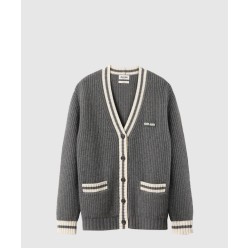 립 조직 니트 울 및 캐시미어 가디건