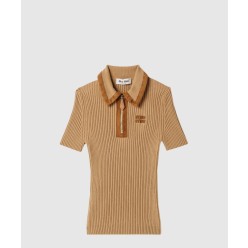 리브드 니트 캐시미어 폴로 스웨터