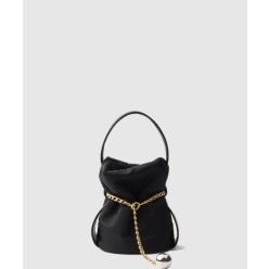 쁘띠 삭 누아르 미니 리나일론 및 나파 가죽 버킷백 1BE088