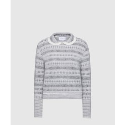 울 플란넬 모헤어 자카드 피터팬 칼라 풀오버