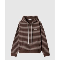 스트라이프 코튼 플리스 후디 재킷