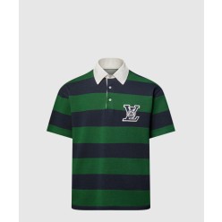 스트라이프드 쇼트 슬리브드 폴로 셔츠