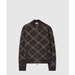 체크 울 캐시미어 보머 재킷