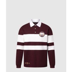 다미에 스트라이프드 롱 슬리브드 폴로 셔츠