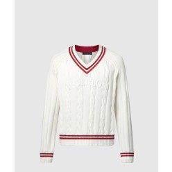 프레피 V넥 케이블 풀오버