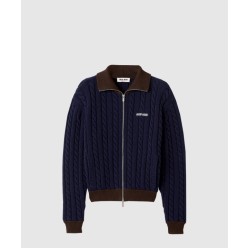 울 및 코튼 지퍼 가디건