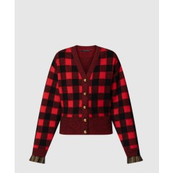 그래픽 체크 니트 카디건