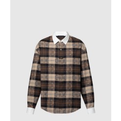 모노그램 플란넬 롱 슬리브드 폴로 셔츠