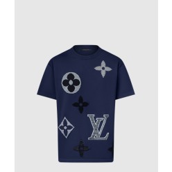 모노그램 쇼트 슬리브드 니티드 크루넥