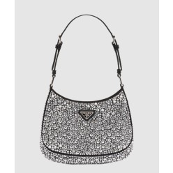 클레오 크리스탈 장식 새틴 숄더백 1BC169